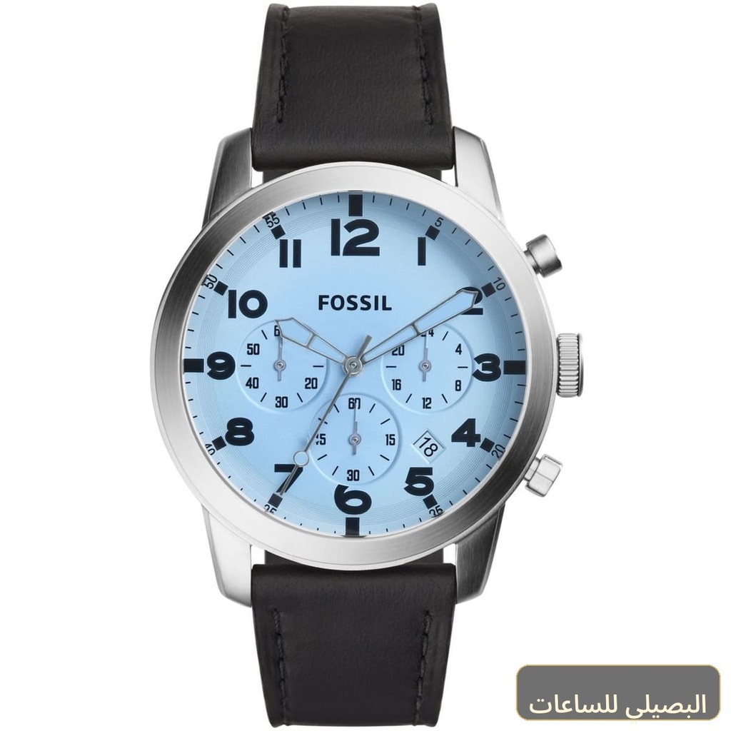 [fs5162] ساعة فوسيل بايلوت 54 رجالي بمينا أزرق وسير جلد أسود FS5162