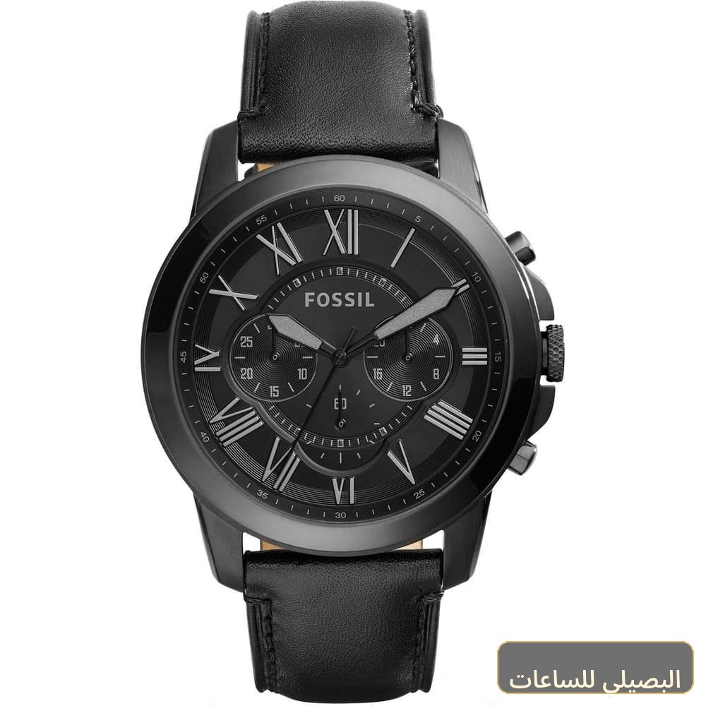 ساعة فوسيل جرانت رجالي بسير جلد أسود ومينا أسود FS5132