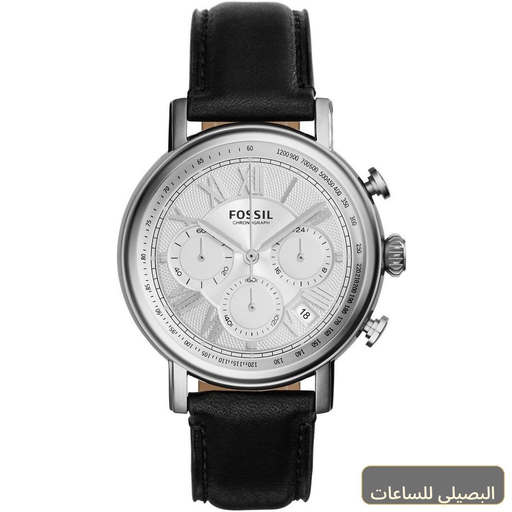 [FS5102] ساعة فوسيل بوتشانان رجالي كوارتز بمينا أبيض وسير جلد أسود