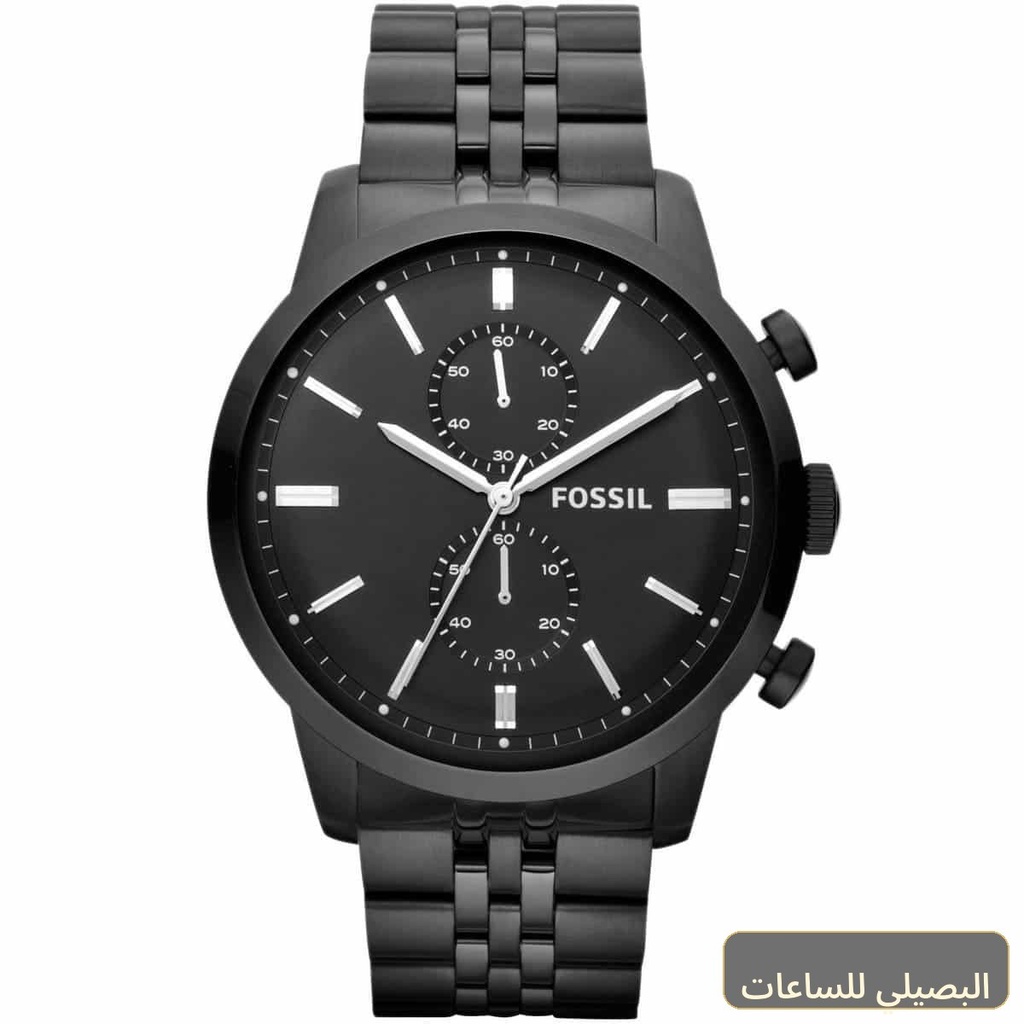 [FS4787] ساعة فوسيل تاونزمان رجالي بمينا وسوار معدني باللون الأسود FS4787