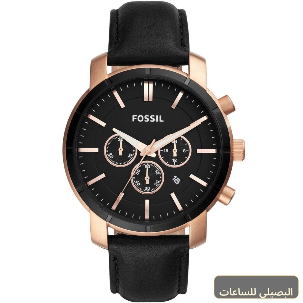 [BQ2286] ساعة فوسيل لانس رجالي بسير جلد أسود ومينا أسود BQ2286
