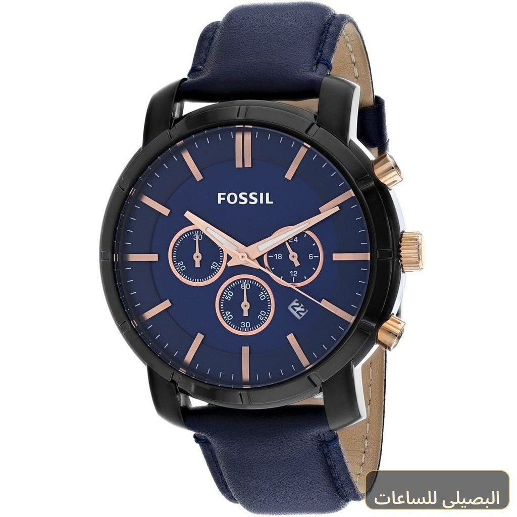 [BQ2007] ساعة فوسيل لانس رجالي بميناء وسير جلد باللون الأزرق BQ2007