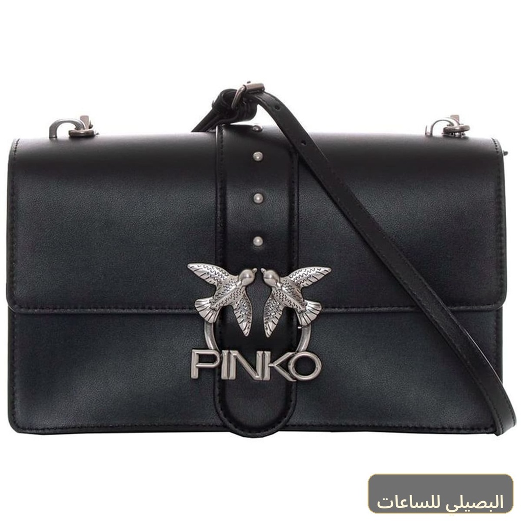 حقيبة كتف نسائية من بينكو باللون الأسود جلد طبيعي