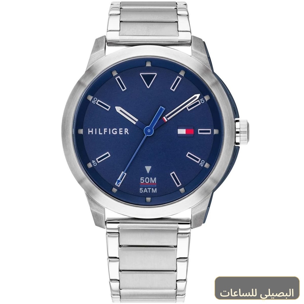 ساعة تومي هيلفيغر سنيكر للرجال 1791620 بمينا أزرق وسير فضي