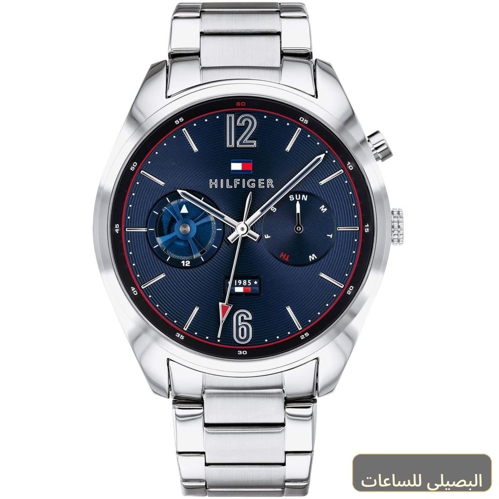 ساعة تومي هيلفيغر ديكان رجالي بمينا أزرق وسوار فضي ستانلس ستيل 1791551