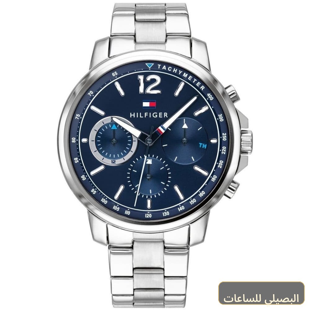 [1791534] ساعة تومي هيلفيغر لاندن رجالي بمينا أزرق وسير فضي معدن 1791534