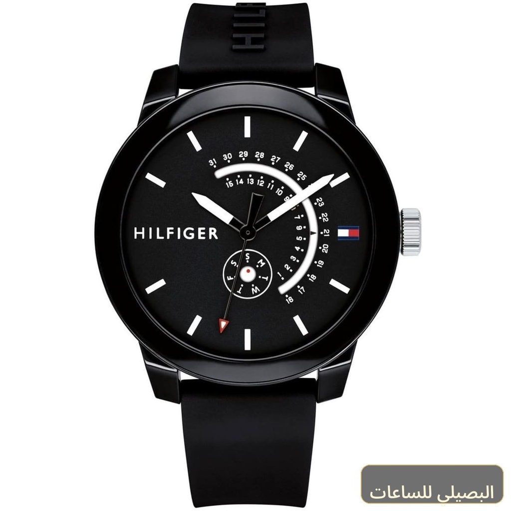 [1791483] ساعة تومي هيلفيغر دنيم 1791483 للرجال بسير مطاطي أسود