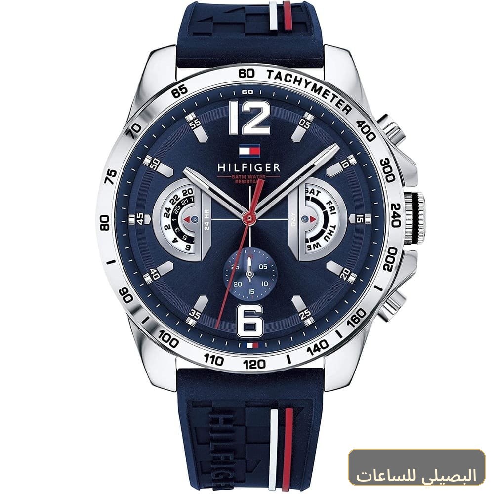 ساعة تومي هيلفيغر ديكر رجالي بسوار مطاطي أزرق 1791476