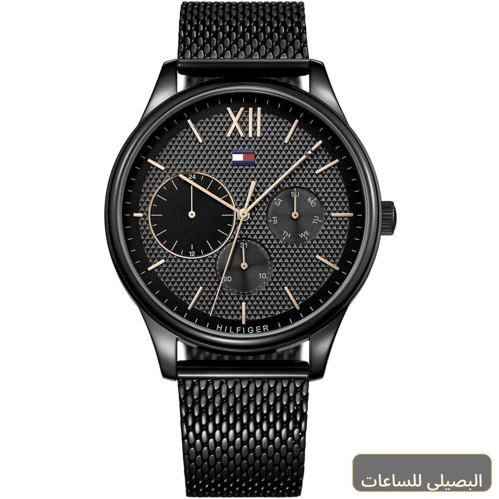 ساعة تومي هيلفيغر دامون 1791420 للرجال بسوار معدني أسود