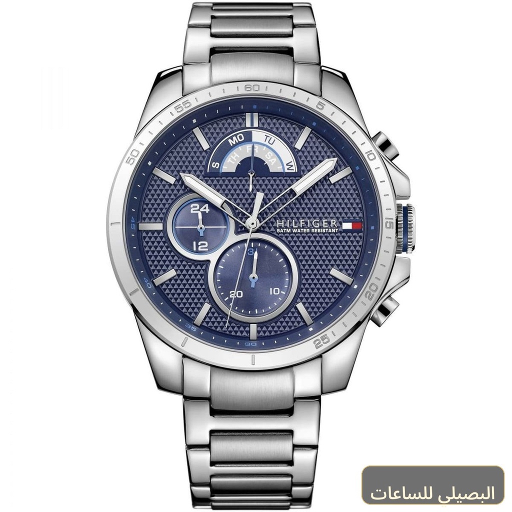 [1791348] ساعة تومي هيلفيغر ديكر للرجال 1791348 بمينا أزرق وسوار فضي