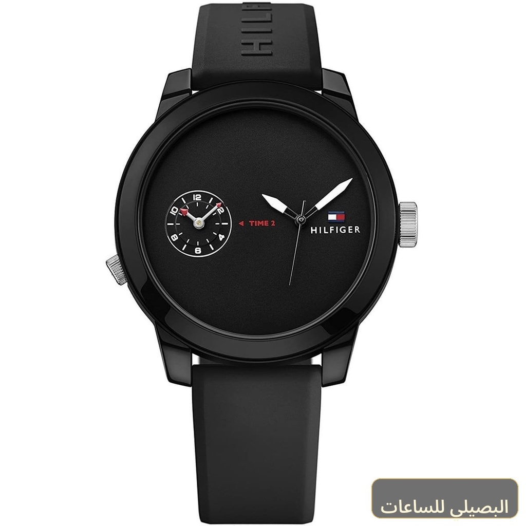 ساعة تومي هيلفيغر دنيم 1791326 للرجال بسوار مطاطي أسود