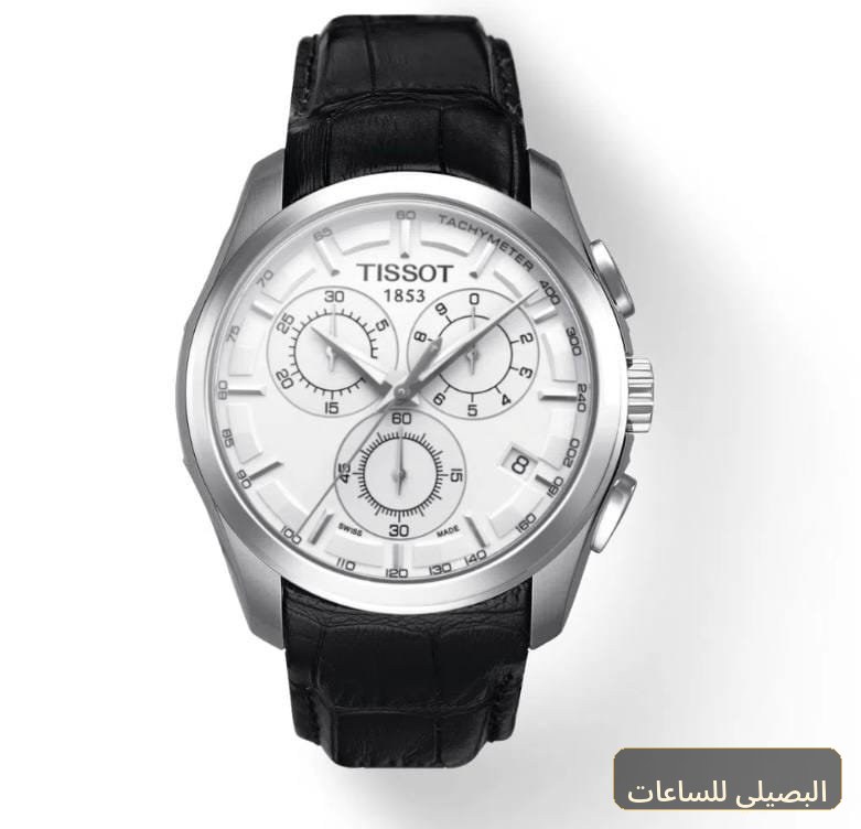 ساعة تيسوت 1853 كرونوغراف رجالي بسوار جلد أسود