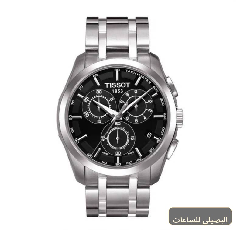 [510] ساعه من tissot تعمل بعدادات بلون اسود وسير فضى من المعدن