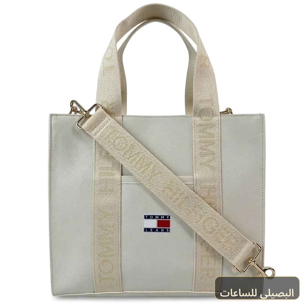 [Z4040] حقيبة يد نسائية من تومي هيلفيغر باللون البيج جلد طبيعي