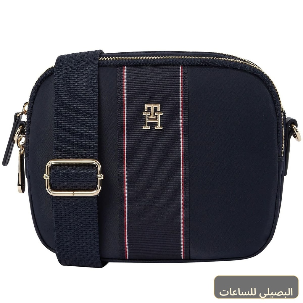 [Z4044] حقيبة كروس بودي نسائية تومي هيلفيغر جلد باللون الأزرق الداكن