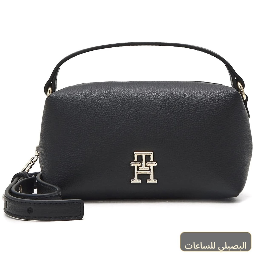 [Z4050] حقيبة يد وكتف نسائية من تومي هيلفيغر بلون أسود جلد طبيعي