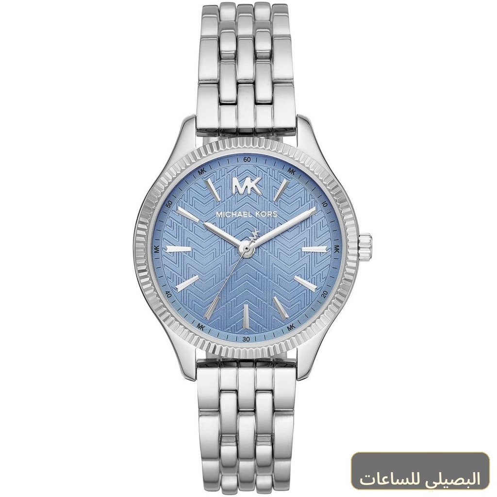 [MK6639] ساعة مايكل كورس ليكسينغتون للنساء بسوار فضي ومينا زرقاء
