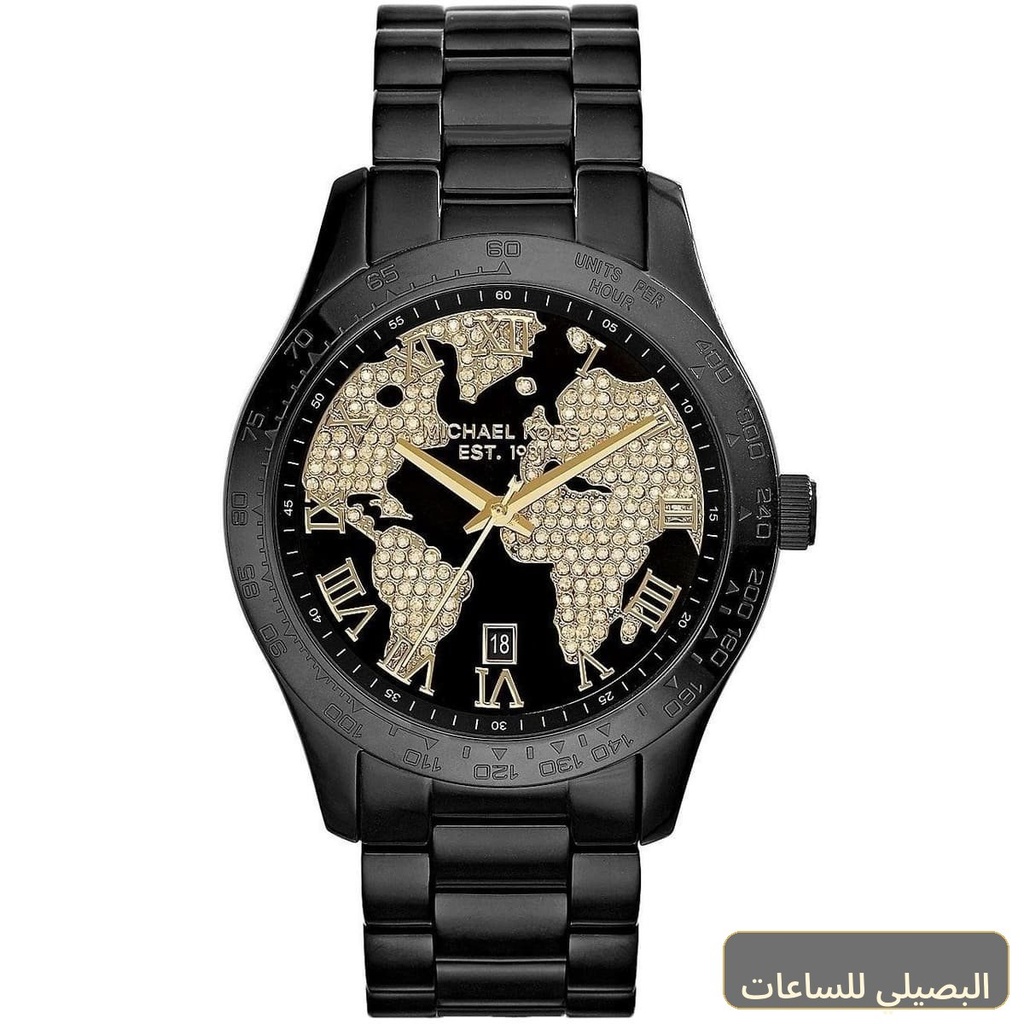 ساعة مايكل كورس ليتون للنساء بسوار وهيكل ستانلس ستيل أسود MK6091