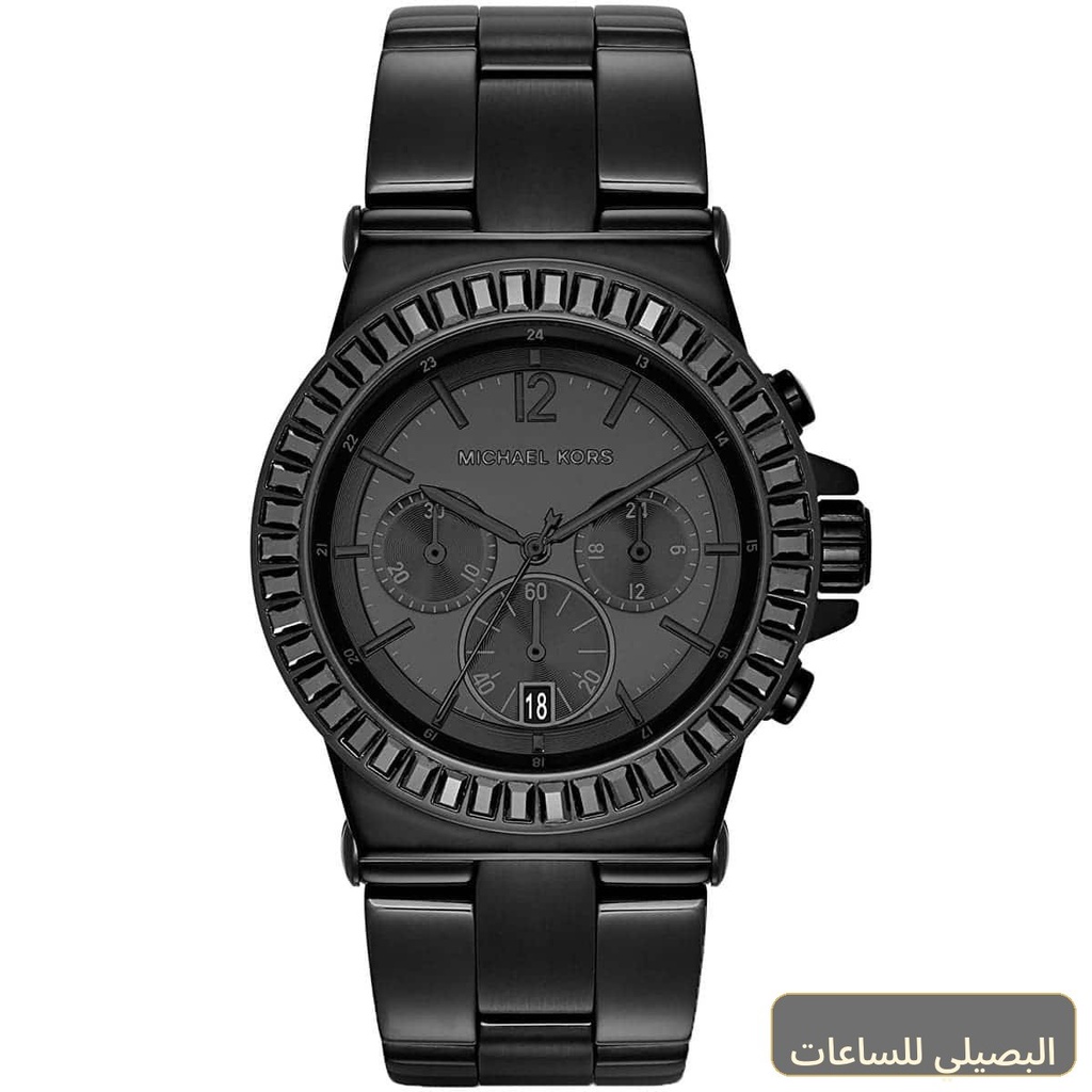 [MK5850] ساعة مايكل كورس ديلان للنساء بسير ومينا باللون الأسود MK5850