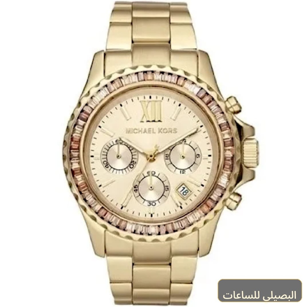 ساعة مايكل كورس إيفرست للنساء بسوار ومينا باللون الذهبي MK5849