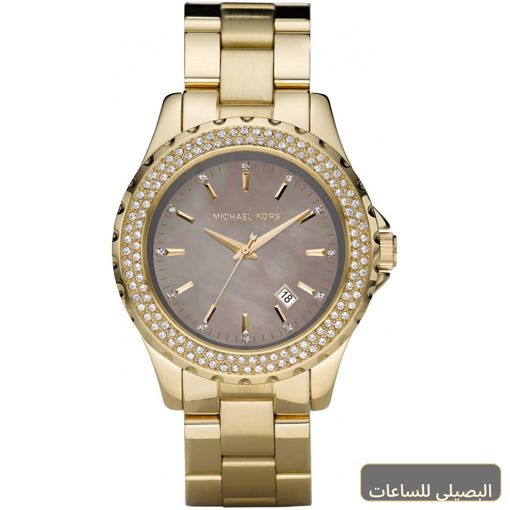 [MK5452] ساعة مايكل كورس رانواي للنساء بمينا بني وسوار ذهبي MK5452