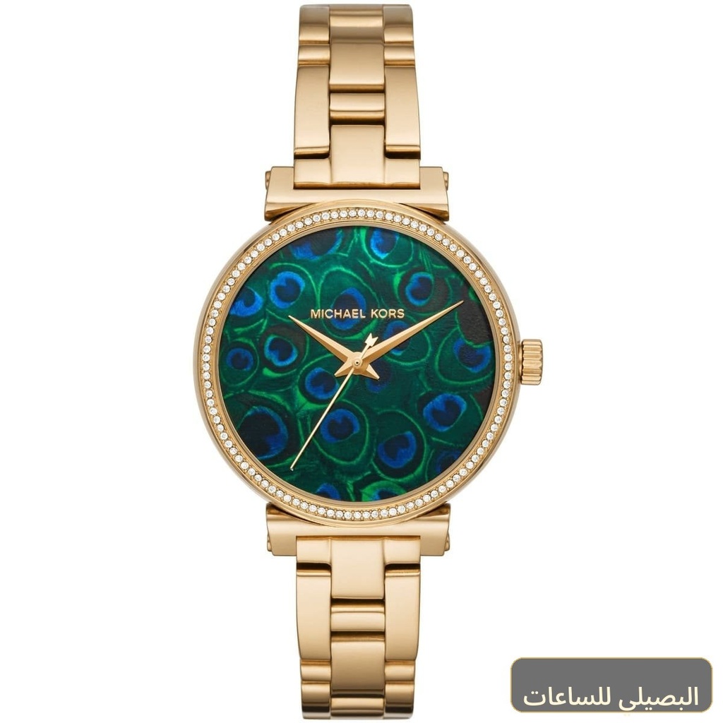 [MK3946] ساعة مايكل كورس صوفي للنساء بسوار ذهبي ومينا أزرق MK3946