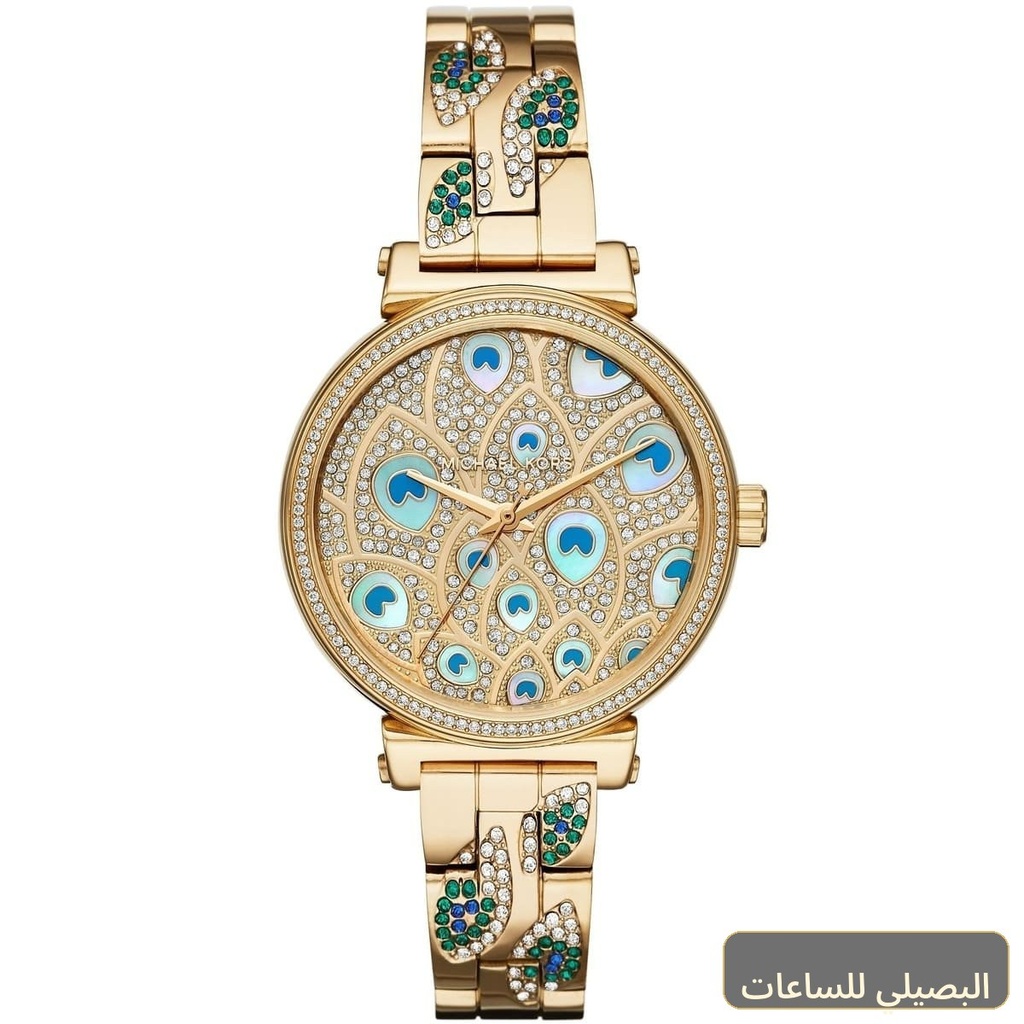 ساعة مايكل كورس صوفي للنساء بسوار ستانلس ستيل ذهبي ومينا ذهبية MK3945