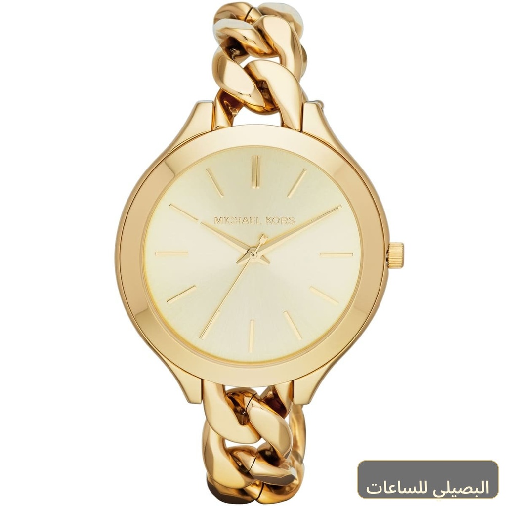 [MK3222] ساعة مايكل كورس رانواي للنساء بسوار ومينا باللون الذهبي MK3222