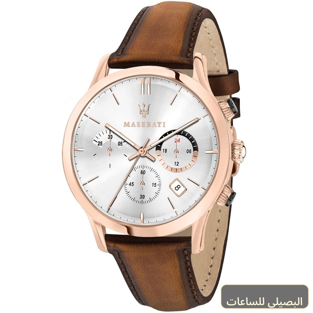 [R8871633002] ساعة مازيراتي ريكوردو رجالي R8871633002 بسير جلد بني