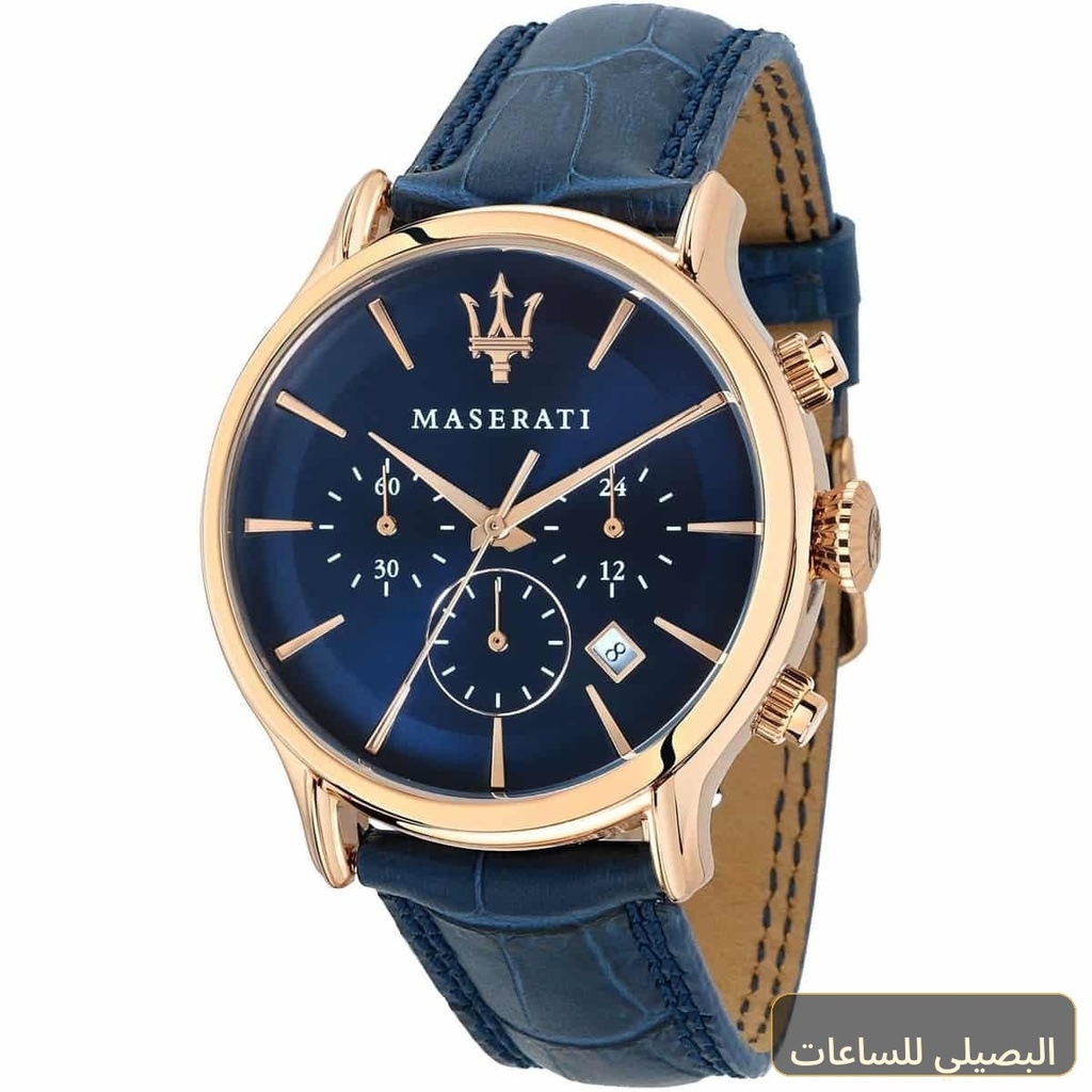 ساعة مازيراتي ايبوكا رجالي R8871618007 بسير جلد أزرق