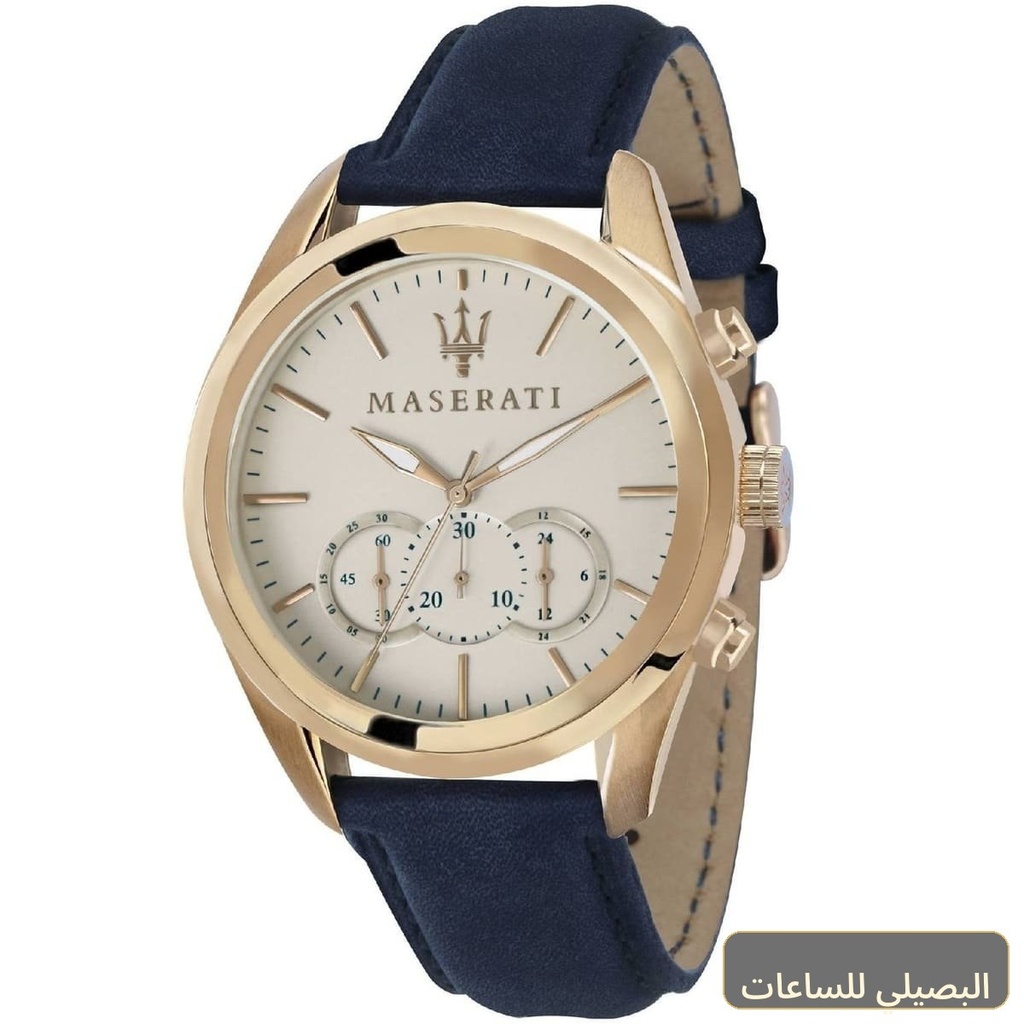 [R8871612016] ساعة مازيراتي تراجواردو رجالي R8871612016 بمينا أبيض وسير أزرق