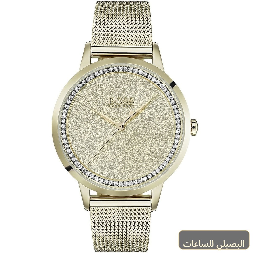 ساعة هوغو بوس توايلايت للنساء 1502465 بسوار ذهبي ونظام كوارتز