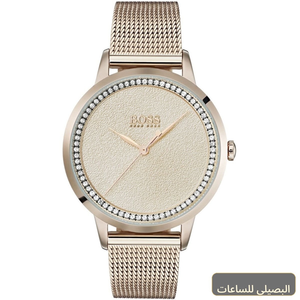 [1502464] ساعة هوغو بوس توايلايت للنساء 1502464 بسوار نحاسي ونظام كوارتز