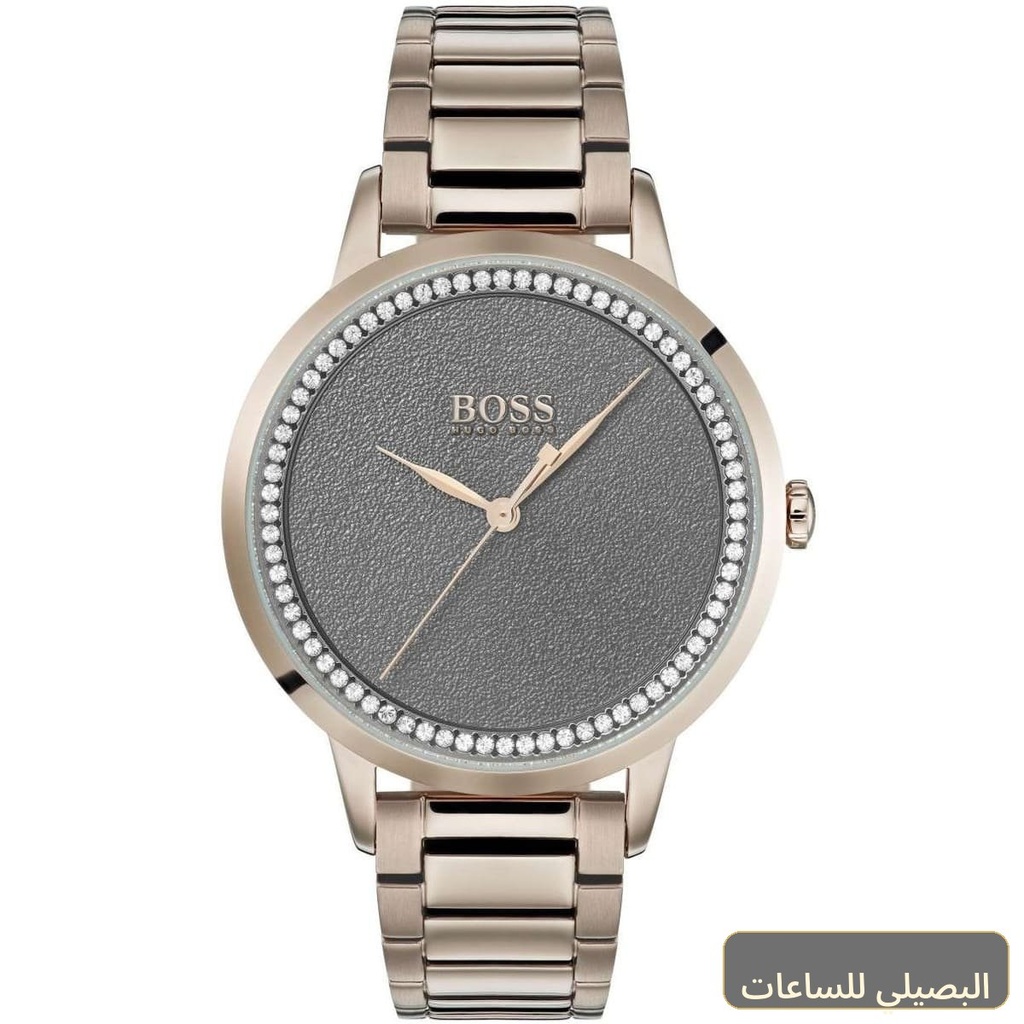 [1502463] ساعة هوغو بوس توايلايت للنساء 1502463 بمينا رمادي وسوار نحاسي