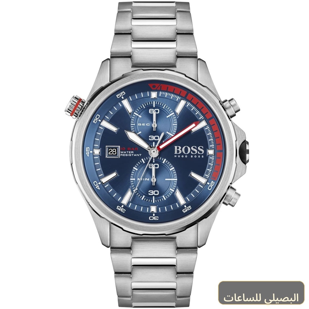 [1513823] ساعة هوجو بوس جلوبتروتر للرجال 1513823 بمينا أزرق وسير فضي