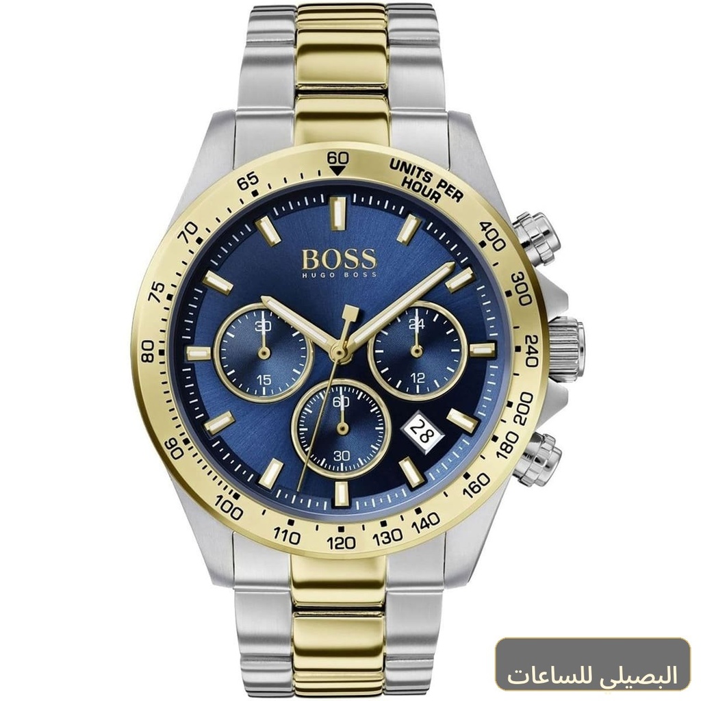 ساعة هوجو بوس هيرو سبورت للرجال 1513767 بمينا أزرق وسير فضي وذهبي