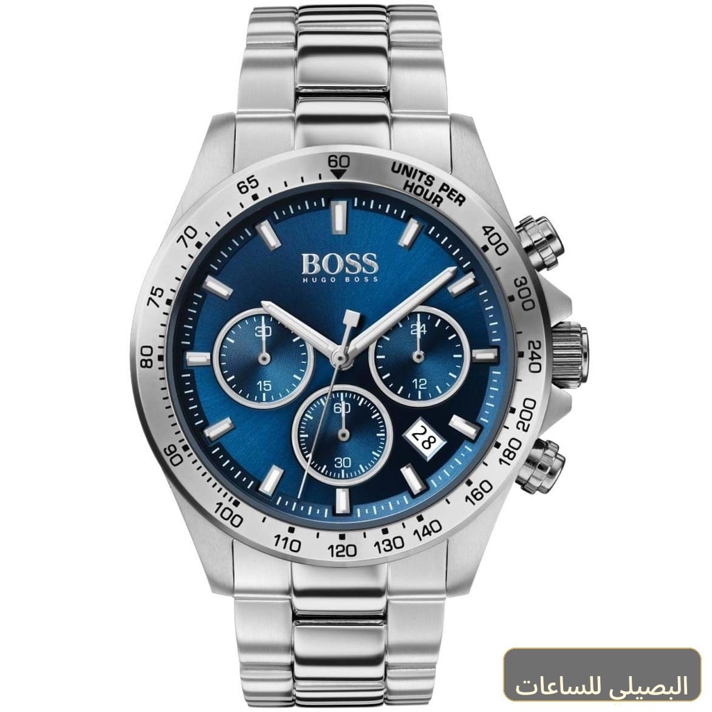 [1513755] ساعة هوجو بوس هيرو سبورت للرجال 1513755 بمينا أزرق وسير فضي