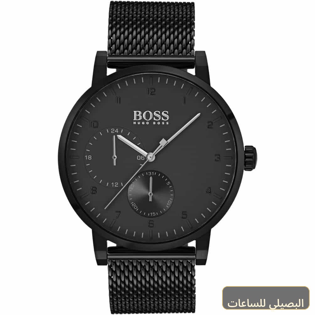 [1513636] ساعة هوغو بوس أوكسجين رجالية بسوار ستانلس ستيل أسود