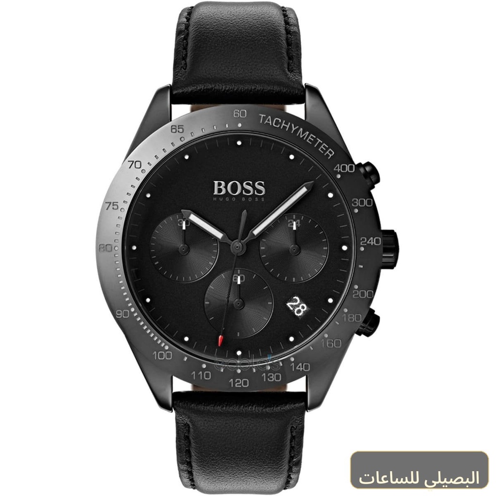 [1513590] ساعة هوغو بوس تالنت للرجال بسوار جلد أسود ومينا أسود