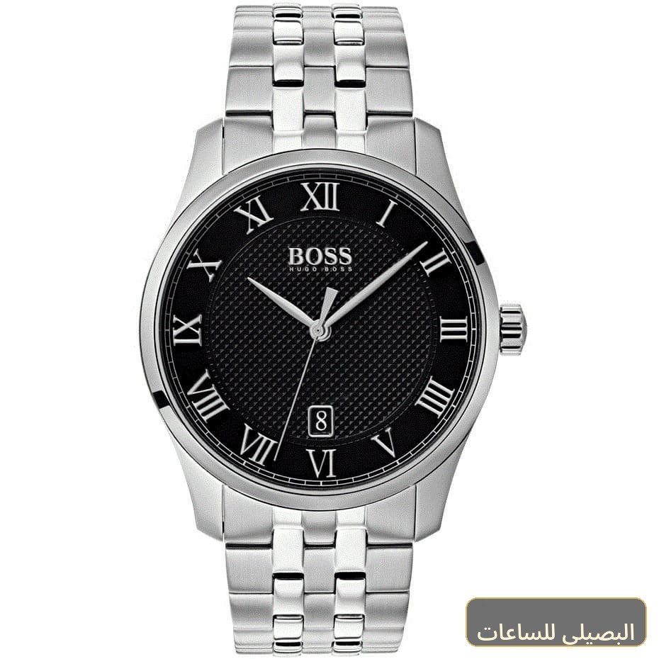 ساعة هوغو بوس ماستر للرجال بسوار فضي ومينا أسود 1513588