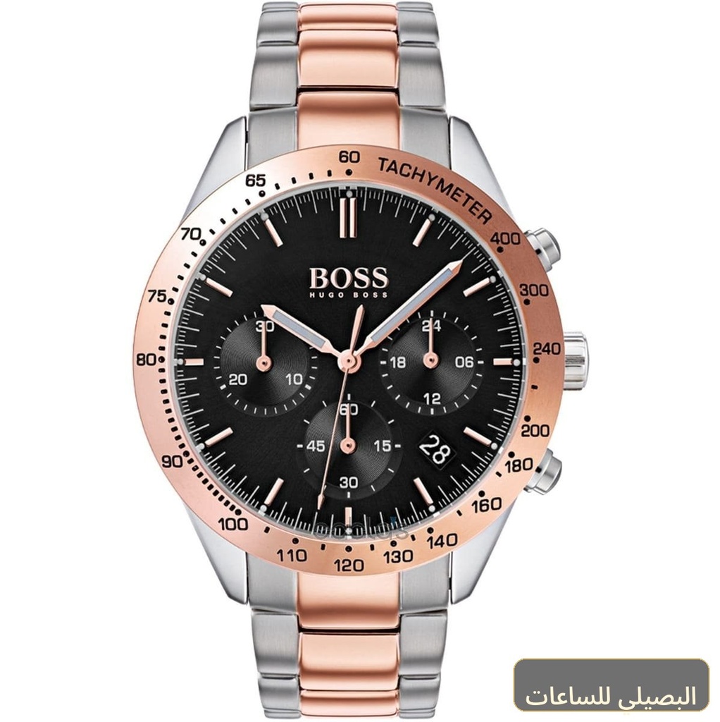 [1513584] ساعة هوغو بوس تالنت للرجال بسوار معدني فضي ونحاسي 1513584