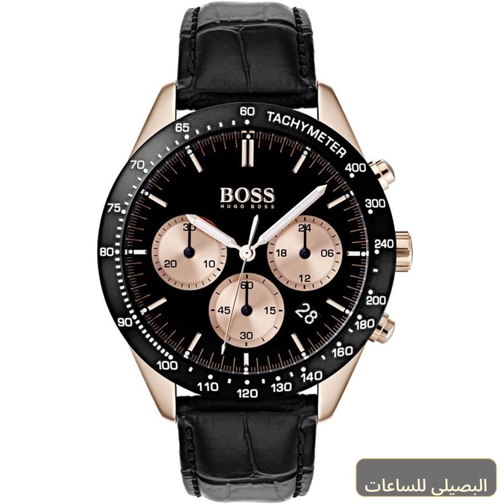 ساعة هوغو بوس تالنت للرجال بسير جلد أسود ومينا أسود 1513580