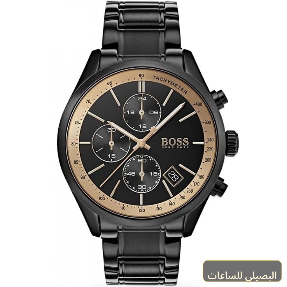 ساعة هوجو بوس جراند بريكس للرجال بسوار معدني أسود 1513578
