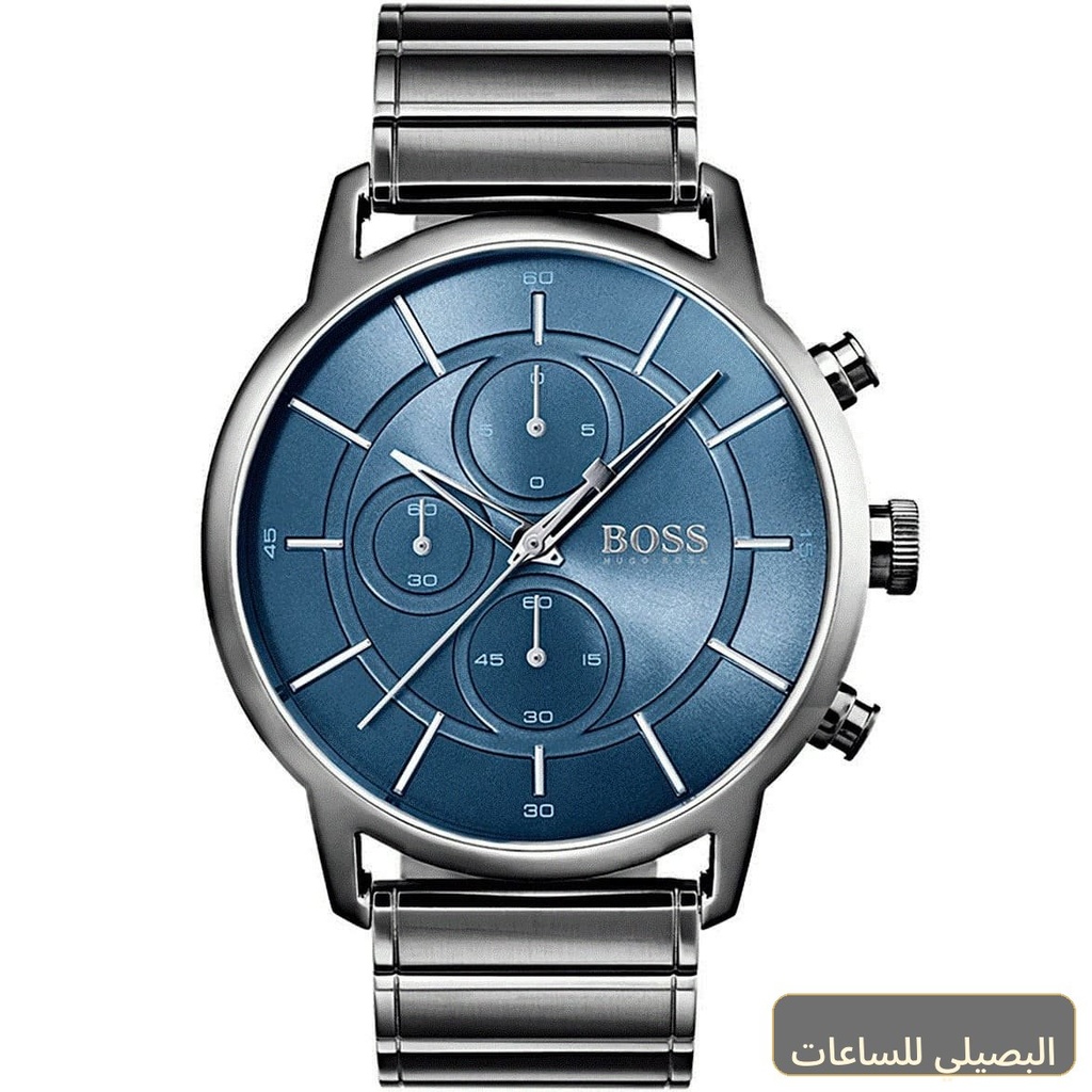 [1513574] ساعة هوجو بوس آركيتيكيتشرال للرجال بسوار رمادي وميناء أزرق 1513574