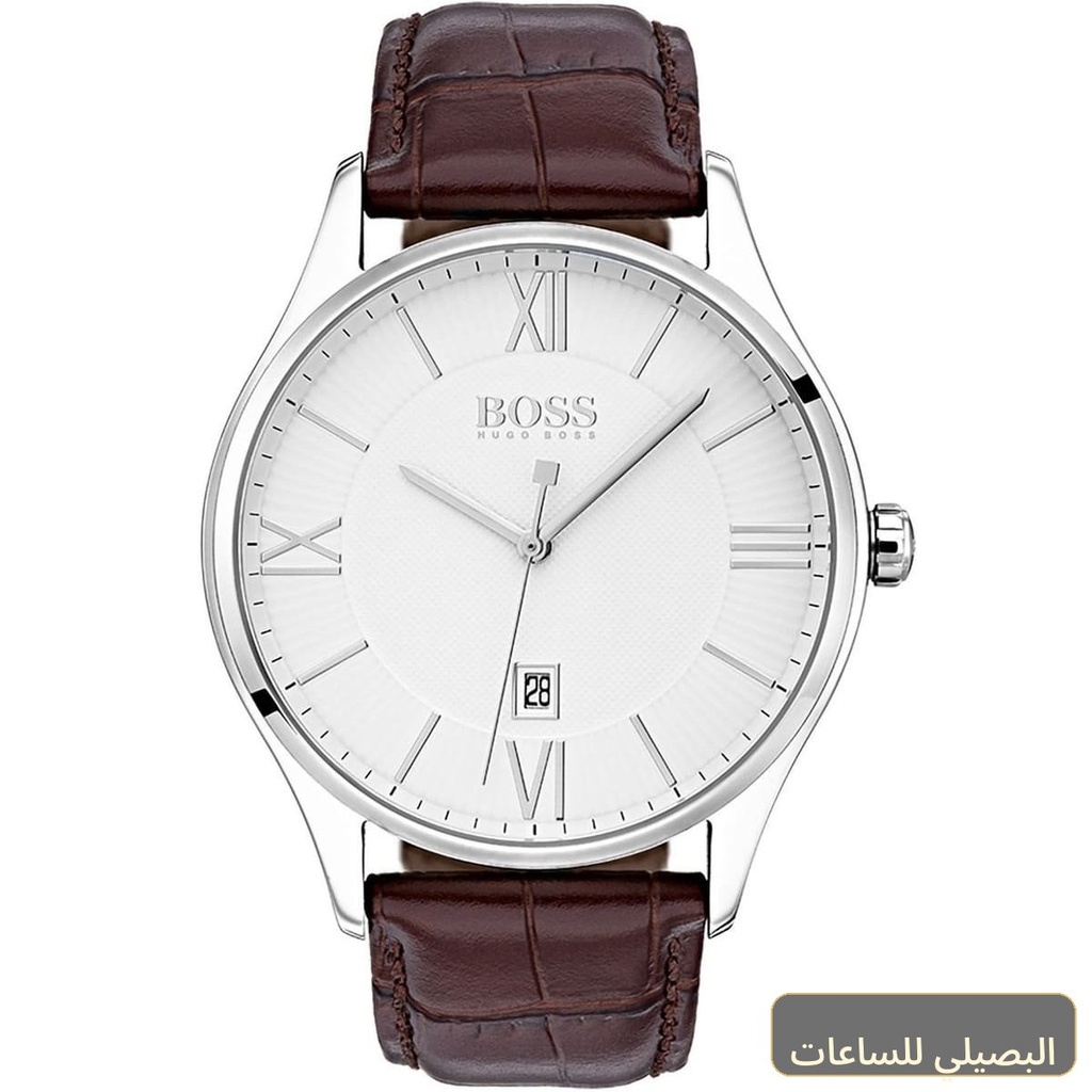ساعة هوجو بوس جوفرنر رجالي بسوار جلدي بني 1513555