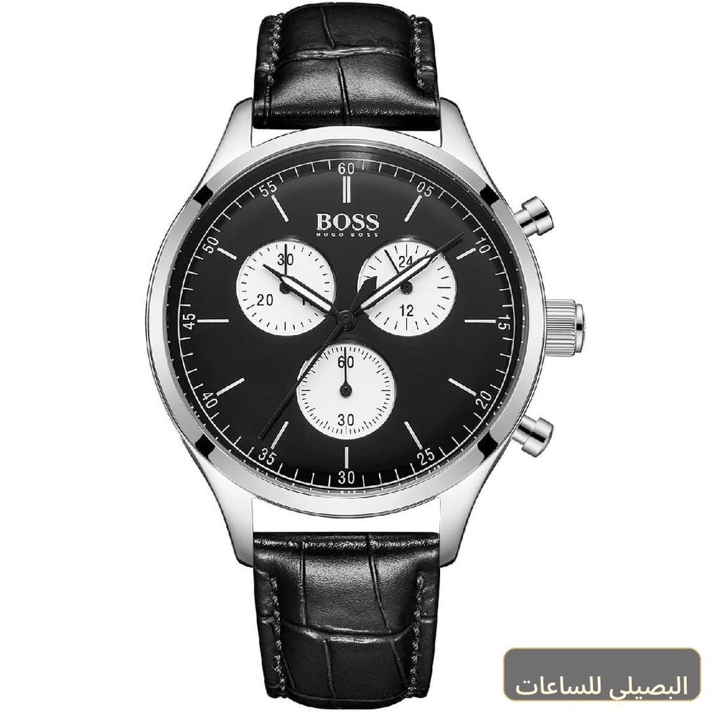 [1513543] ساعة هوغو بوس كومبانيون للرجال بسير جلد أسود 1513543