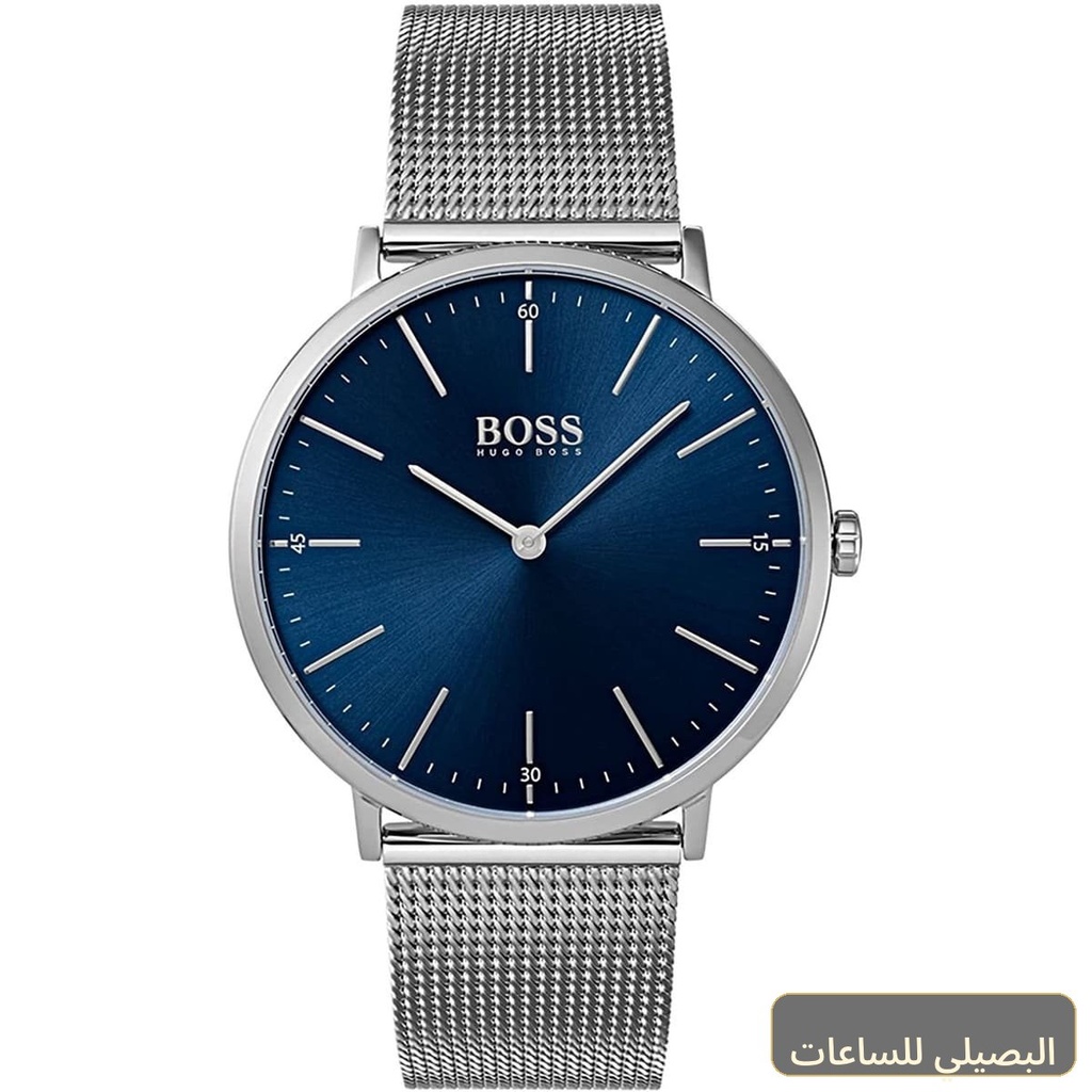 [1513541] ساعة هوجو بوس هوريزون للرجال بسوار معدني فضي ومينا أزرق 1513541