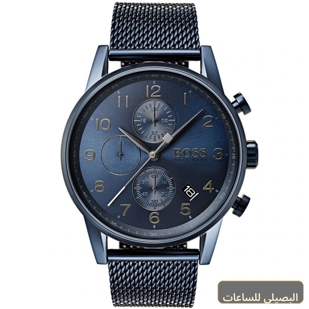 ساعة هوغو بوس نافيجيتور رجالي بسوار معدني أزرق 1513538