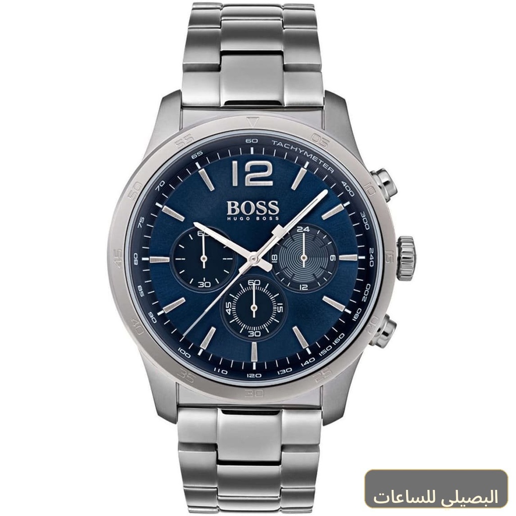[1513527] ساعة هوغو بوس بروفيشنال للرجال بسوار فضي ومينا أزرق 1513527