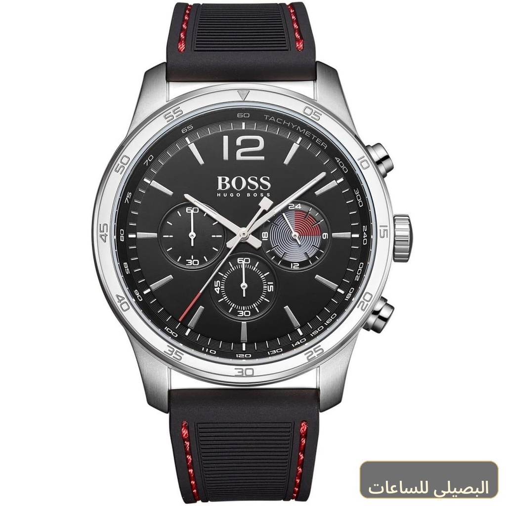 [1513525] ساعة هوجو بوس بروفيشنال للرجال بسوار مطاطي أسود 1513525